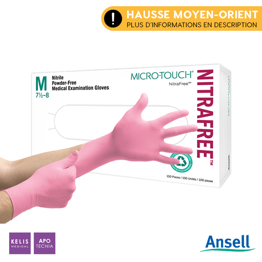 Gants en nitrile Microtouch Nitrafree - Rose | ANSELL